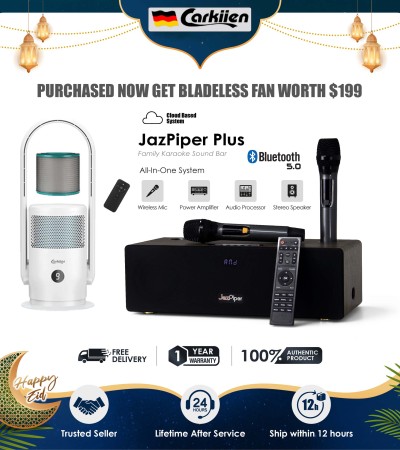 Jazpiper plus Grab Now KTV家庭卡拉OK套装，带2个无线麦克风卡拉OK空气净化器无叶塔式风扇，仅50台可用